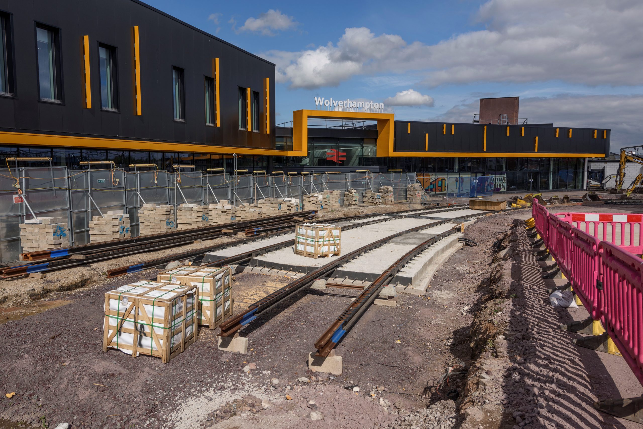 First Tram Track Installed Outside Wolverhampton Station
